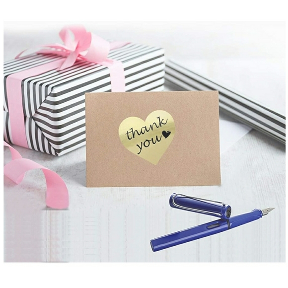 200 roll!! Premium foil "THANK YOU" large 1.5" heart labels - Picture 6 of 6
